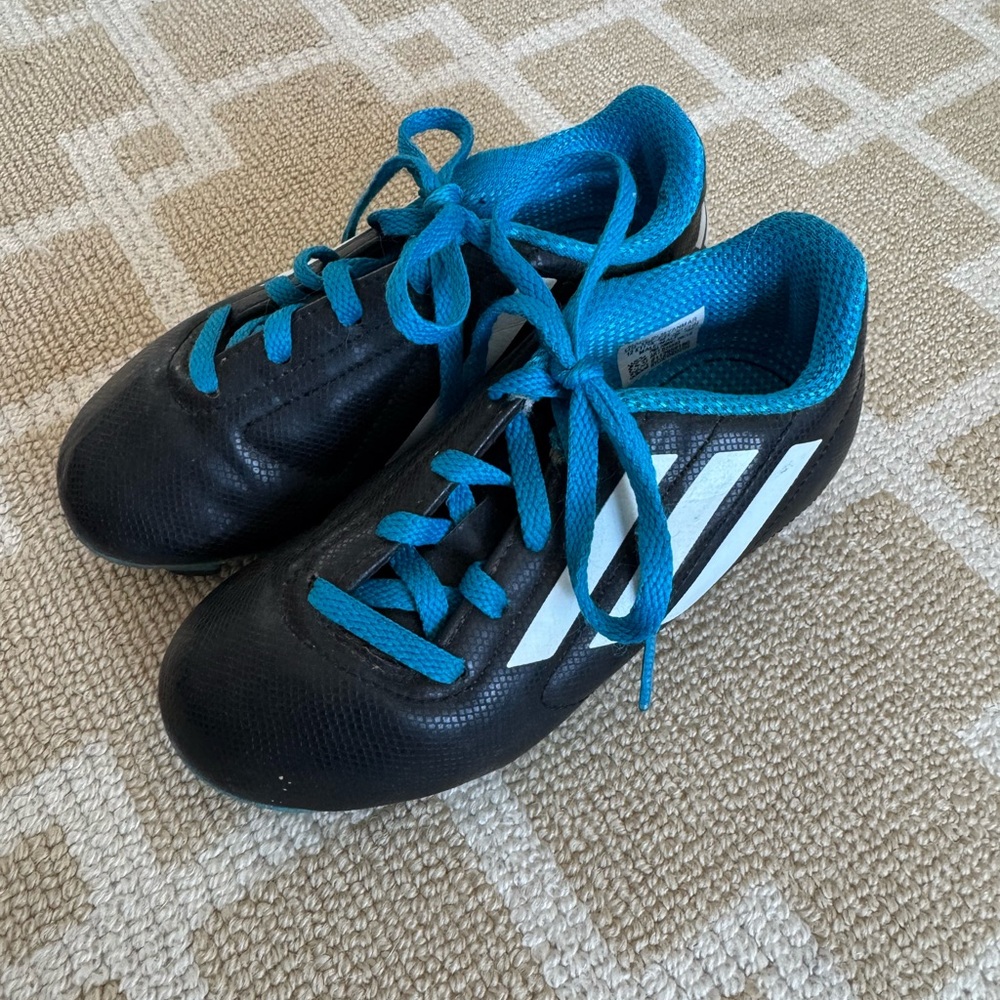 Adidas Youth Soccer Cleats Firm Ground Black Blue Performance Shoes Kids 12 - Picture 9 of 10